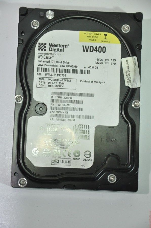 WESTERN DIGITAL IDE 40GB WD400BB-22HEA1 304763-002 3.5'' 7200RPM HDD