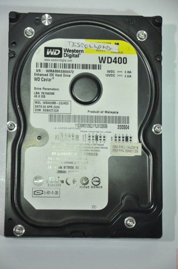 WESTERN DIGITAL IDE 40GB WD400BB-23JHC0 3.5'' 7200RPM HDD