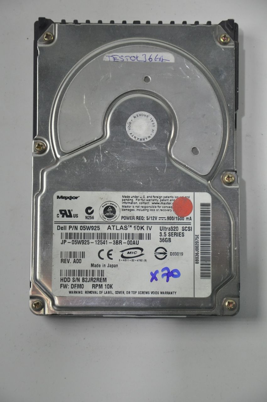 MAXTOR 80 PIN 36GB 8B036J002075E JP-05W925-12541-3BR-00AU 3.5'' 10000RPM SCSI HDD