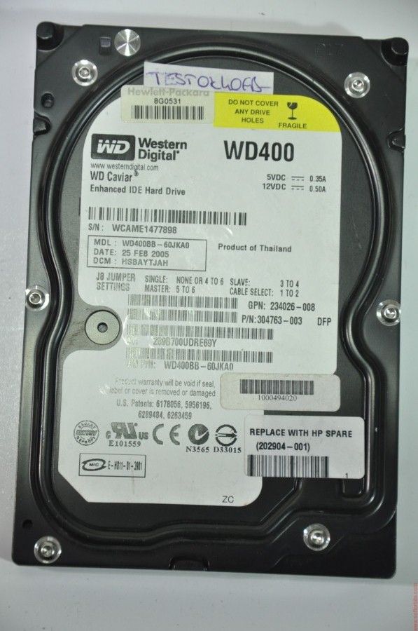 WESTERN DIGITAL IDE 40GB WD400BB-60JKA0 304763-003 3.5'' 7200RPM HDD