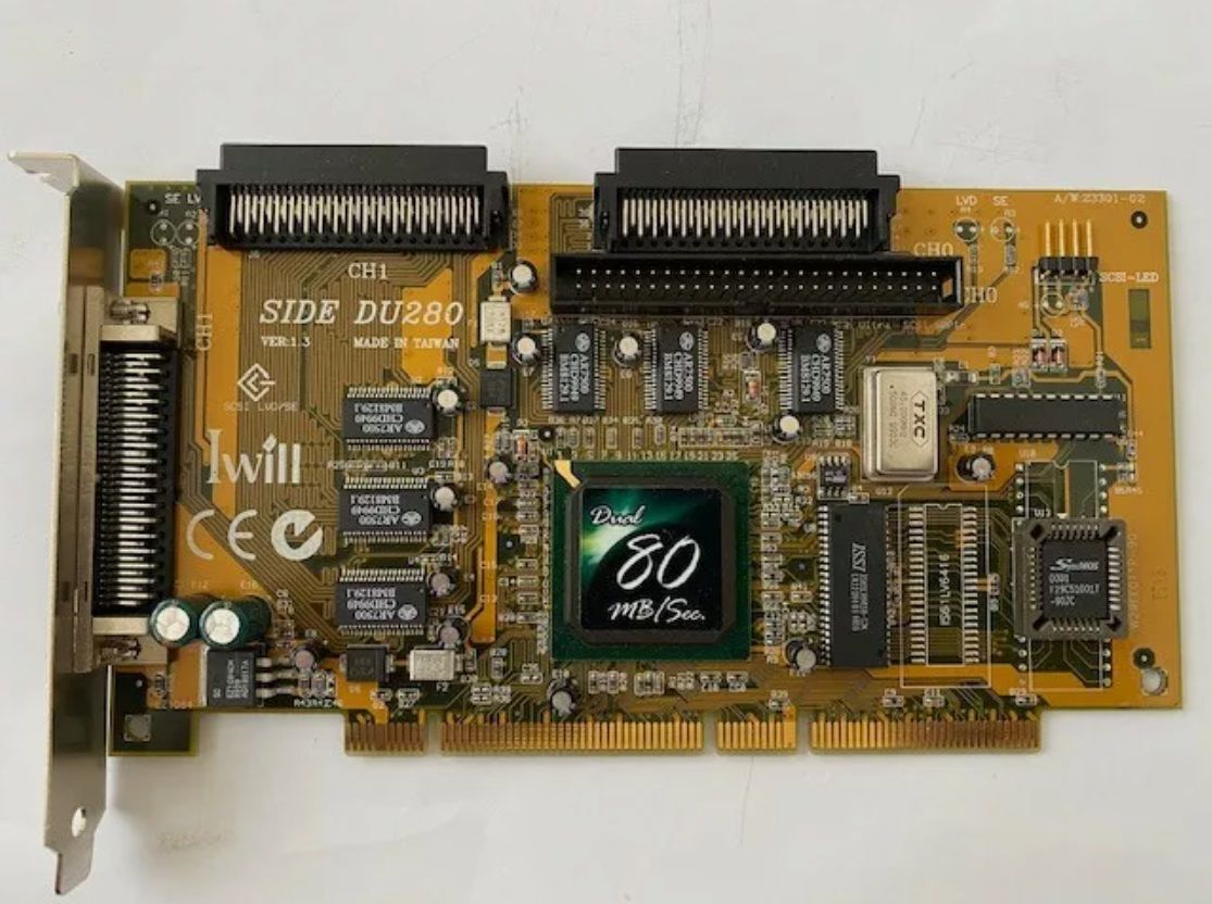 IWILL DU280 64-Bit PCI Dual ULTRA2 SCSI Host Adapter Board