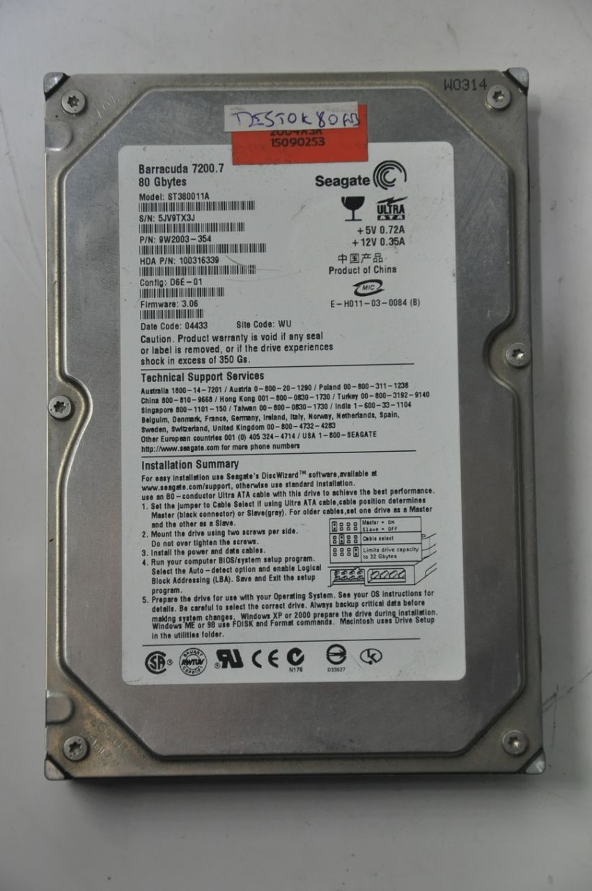 SEAGATE IDE 80GB ST380011A  3.5'' 7200RPM HDD