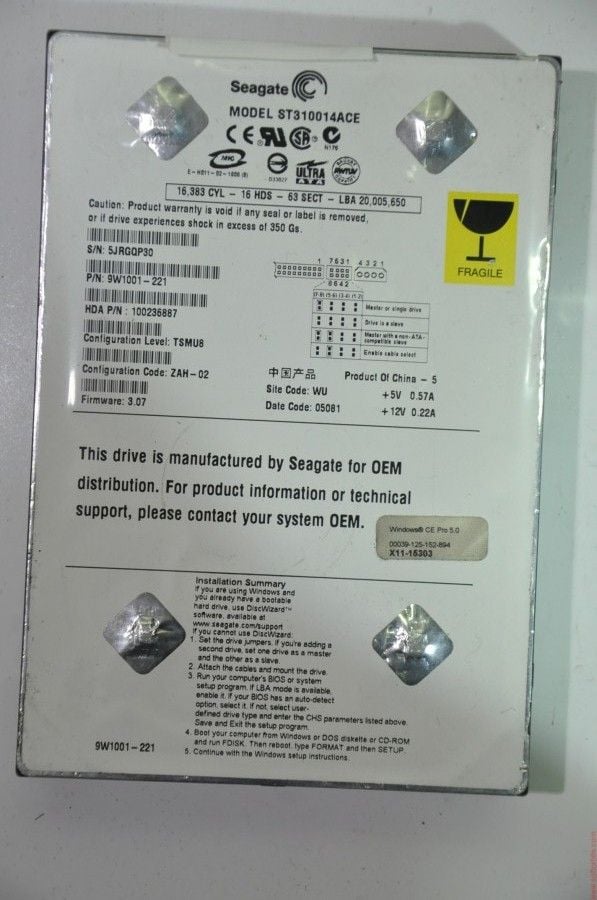 SEAGATE IDE 10GB ST310014ACE 9W1001-221 3.5'' 5400RPM HDD
