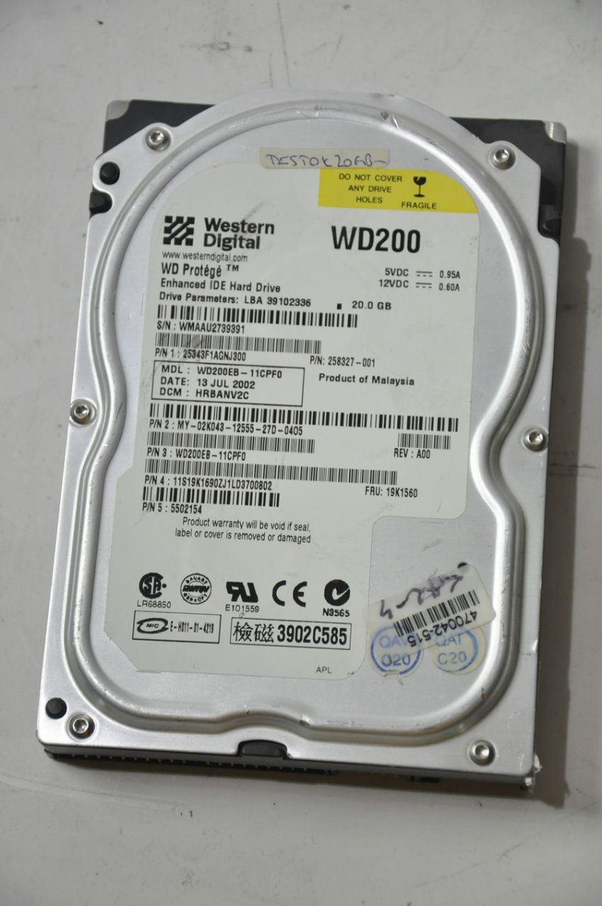 WESTERN DIGITAL IDE 20GB WD200EB-11CPF0 25437F03HMU5AZ 3.5'' 5400RPM HDD