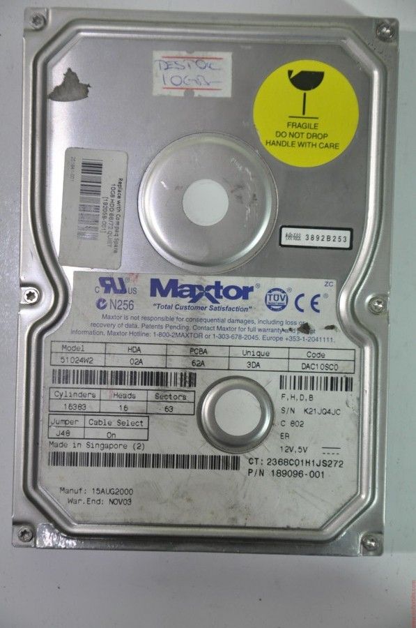 MAXTOR IDE 10GB 51024W2 189096-001 3.5'' 7200RPM HDD