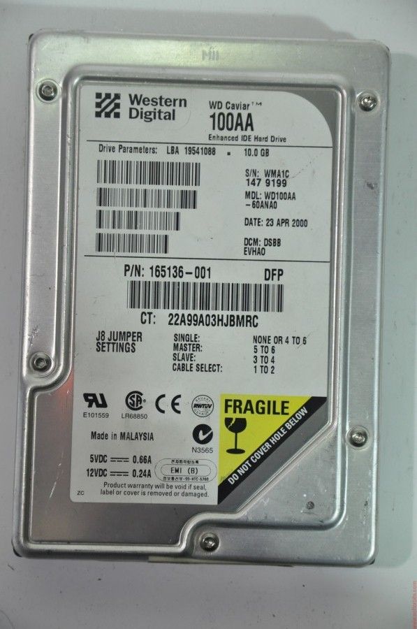 WESTERN DIGITAL IDE 10GB WD100AA-60ANA0 165136-001 3.5'' 5400RPM HDD