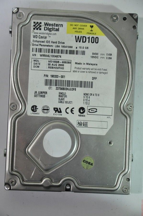 WESTERN DIGITAL IDE 10GB WD100BB-60BDB0 190333-001 3.5'' 7200RPM HDD