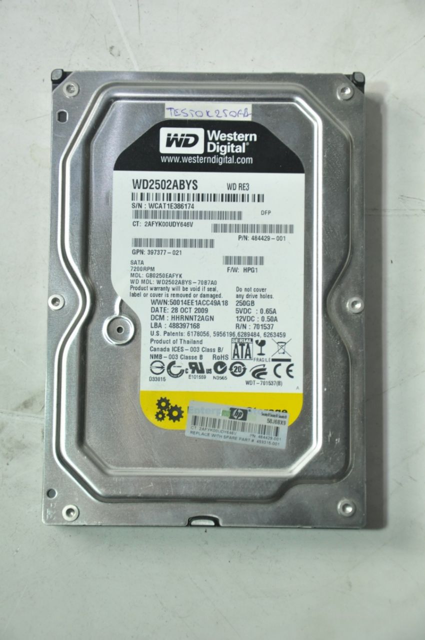 WESTERN DIGITAL SATA 250GB WD2502ABYS-70B7A0 3.5'' 7200RPM HDD