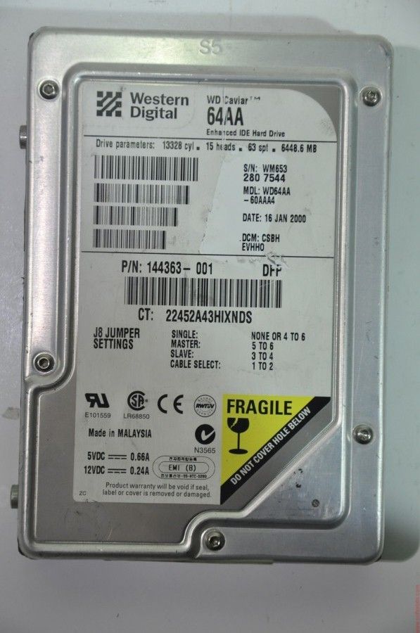 WESTERN DIGITAL IDE 6.4GB WD64AA-60AAA4 3.5'' 7200RPM HDD