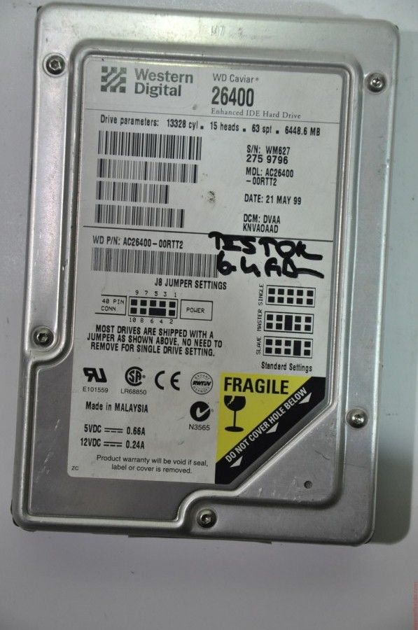 WESTERN DIGITAL IDE 6.4GB AC26400-00RTT2 3.5'' 5400RPM HDD