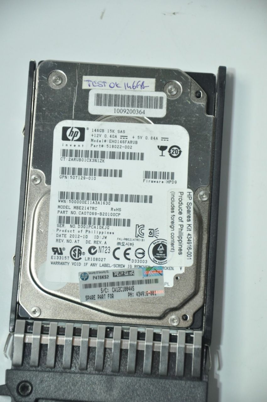 HP SAS 146GB MBE2147RC EH0146FARUB 518022-002 507129-010 2.5'' 15000RPM SCSI HDD