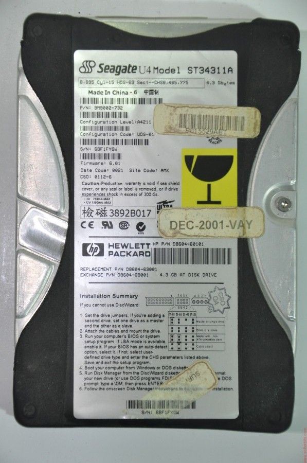 SEAGATE IDE 4.3GB ST34311A 9M9002-732 3.5'' 5400RPM HDD