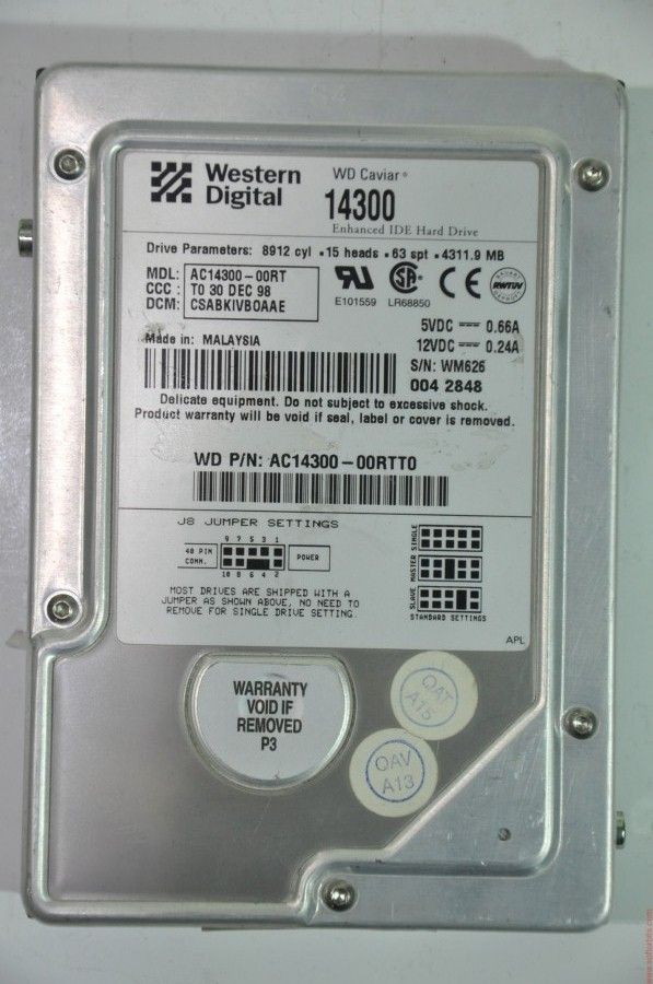 WESTERN DIGITAL IDE 4.3GB AC14300-00RT 3.5'' 5400RPM HDD