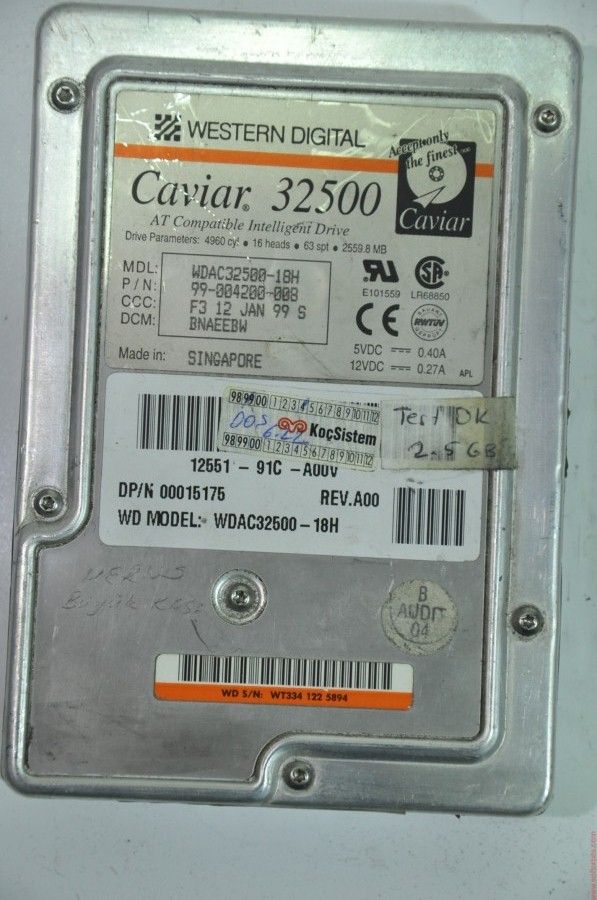 WESTERN DIGITAL IDE 2.5GB WDAC32500-18H 99-004200-008 3.5'' HDD