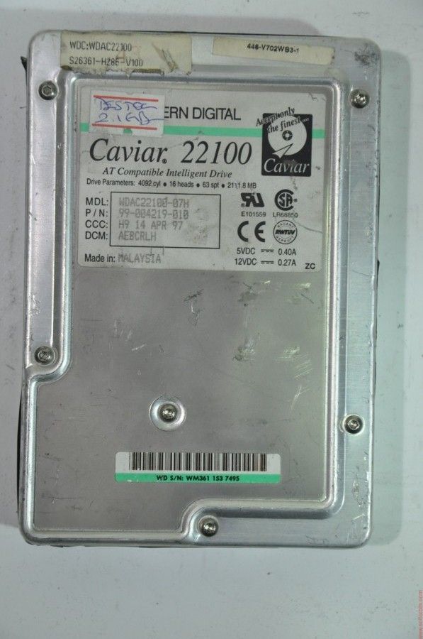 WESTERN DIGITAL IDE 2.1GB WDAC22100-07H 99-004219-010 3.5'' 5200RPM HDD