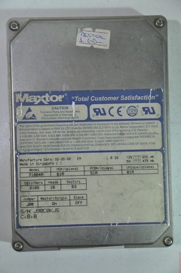 MAXTOR IDE 1GB 71084A 3.5'' HDD