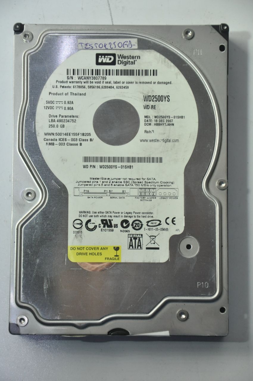 WESTERN DIGITAL SATA 250GB WD2500YS-01SHB1 3.5'' 7200RPM HDD
