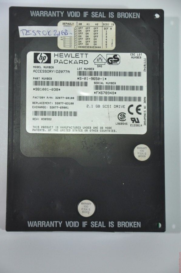 HP 50 PIN 2.1GB D2077A D2077-60100 3.5'' 5400RPM SCSI HDD
