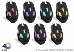 Everest Rampage SMX-R1 Usb Siyah 4000 Dpi 7 Farklı Işık Makrolu Oyuncu Mouse