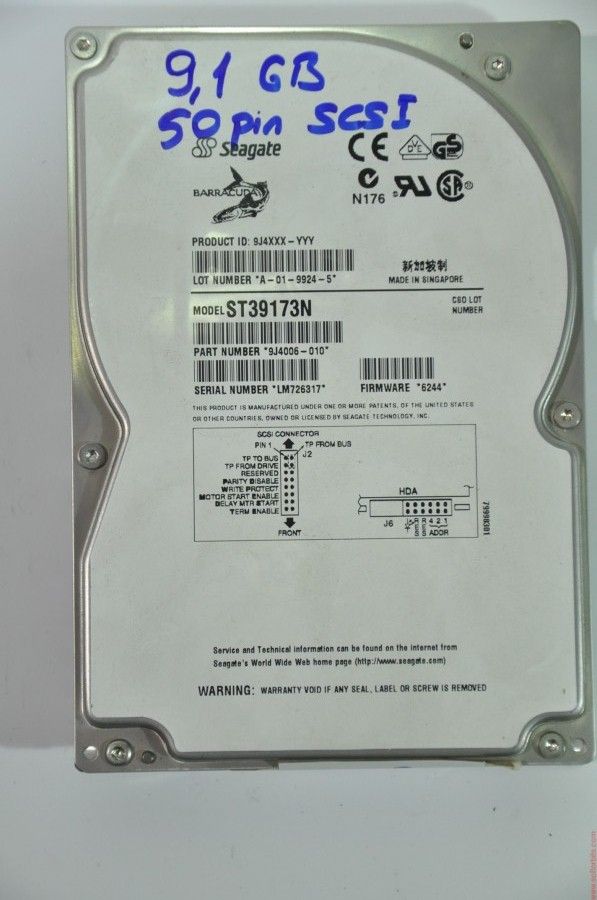 SEAGATE 50 PIN 9.1GB ST39173N 3.5'' 7200RPM SCSI HDD