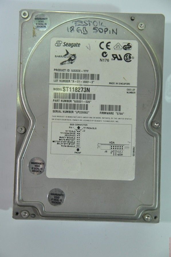 SEAGATE 50 PIN 18GB ST118273N 7200RPM 3.5'' SCSI HDD