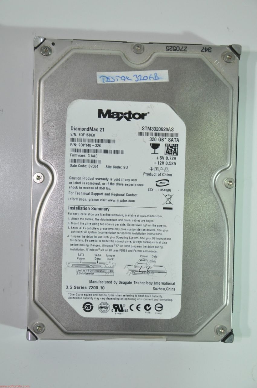 MAXTOR SATA 320GB STM3320620AS 9DP14G-326 3.5'' 7200RPM HDD