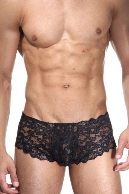 Erkek Siyah Dantel Boxer Çamaşır