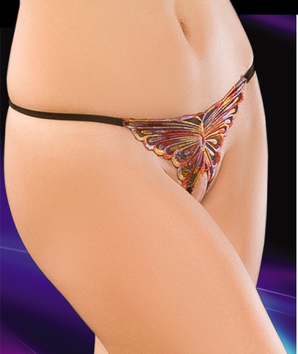 Kelebekli Ağı Açık Kadın G-string