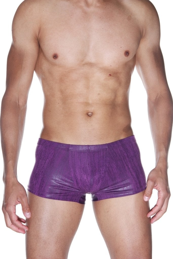 Erkek Deri Görünümlü Mor  Boxer