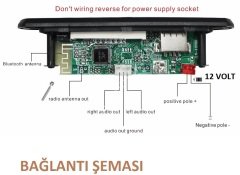 USB MP3 BLUETOOH SD BOARD DC12 V                         MİKROFONLU - TELEFON GÖRÜŞMELİ