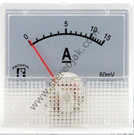 0-15A DC Analog Gösterge 45x48mm , İbreli Ampermetre