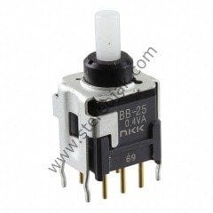 BB-25  PUSH BUTON   (   NKK  MADE IN JAPAN )        Double Pole Double Throw (DPDT) Momentary Push Button Switch, PCB