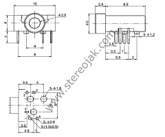 2.5mm Stereo Jak Yuvası 5 Bacak 2+3