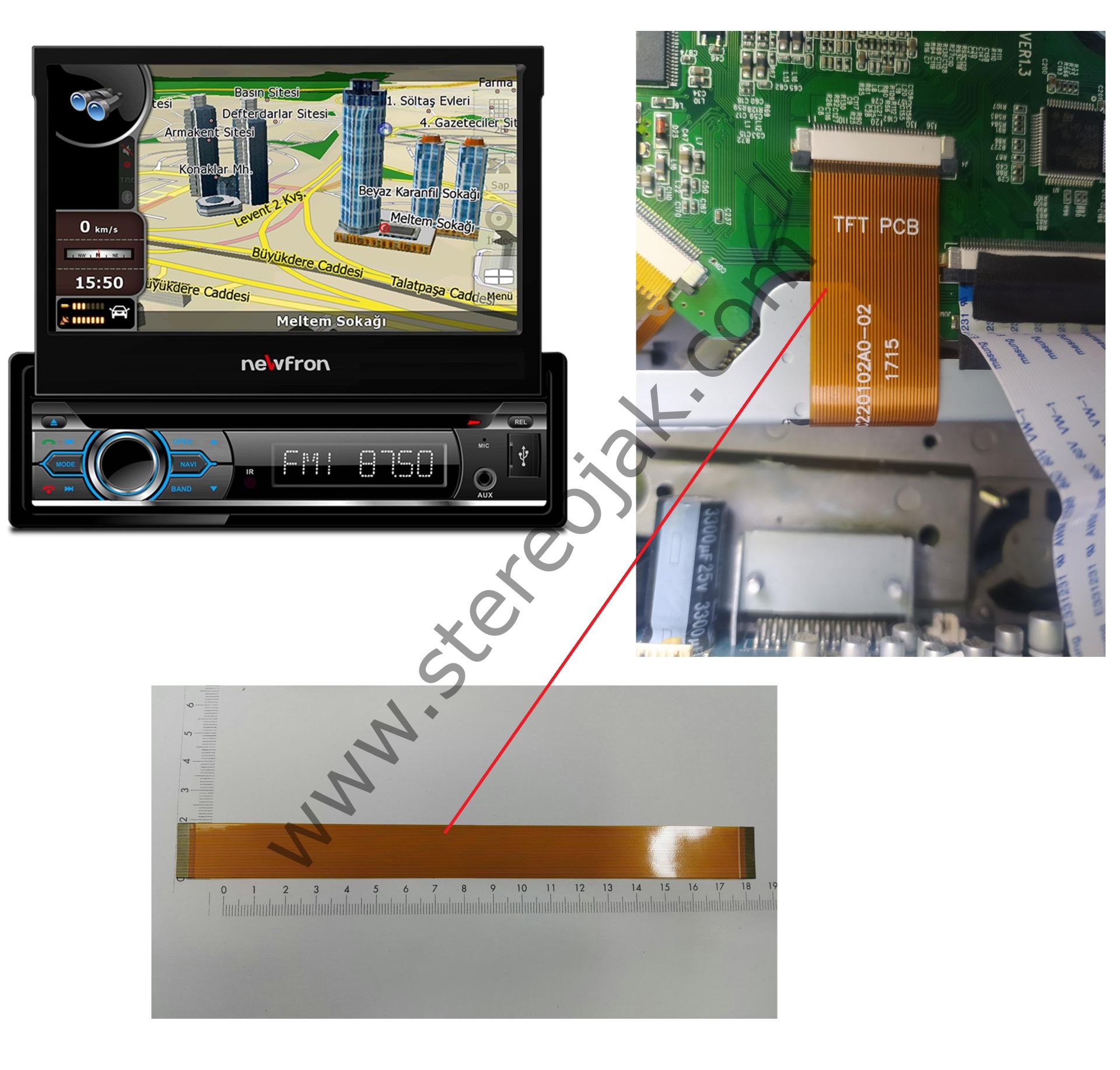 NEWFRON NF-N7850 İNDASH    PANEL  TURUNCU  FLEX     TFT PCB   ( C220102A0-02   TURUNCU FLEX   1715  )