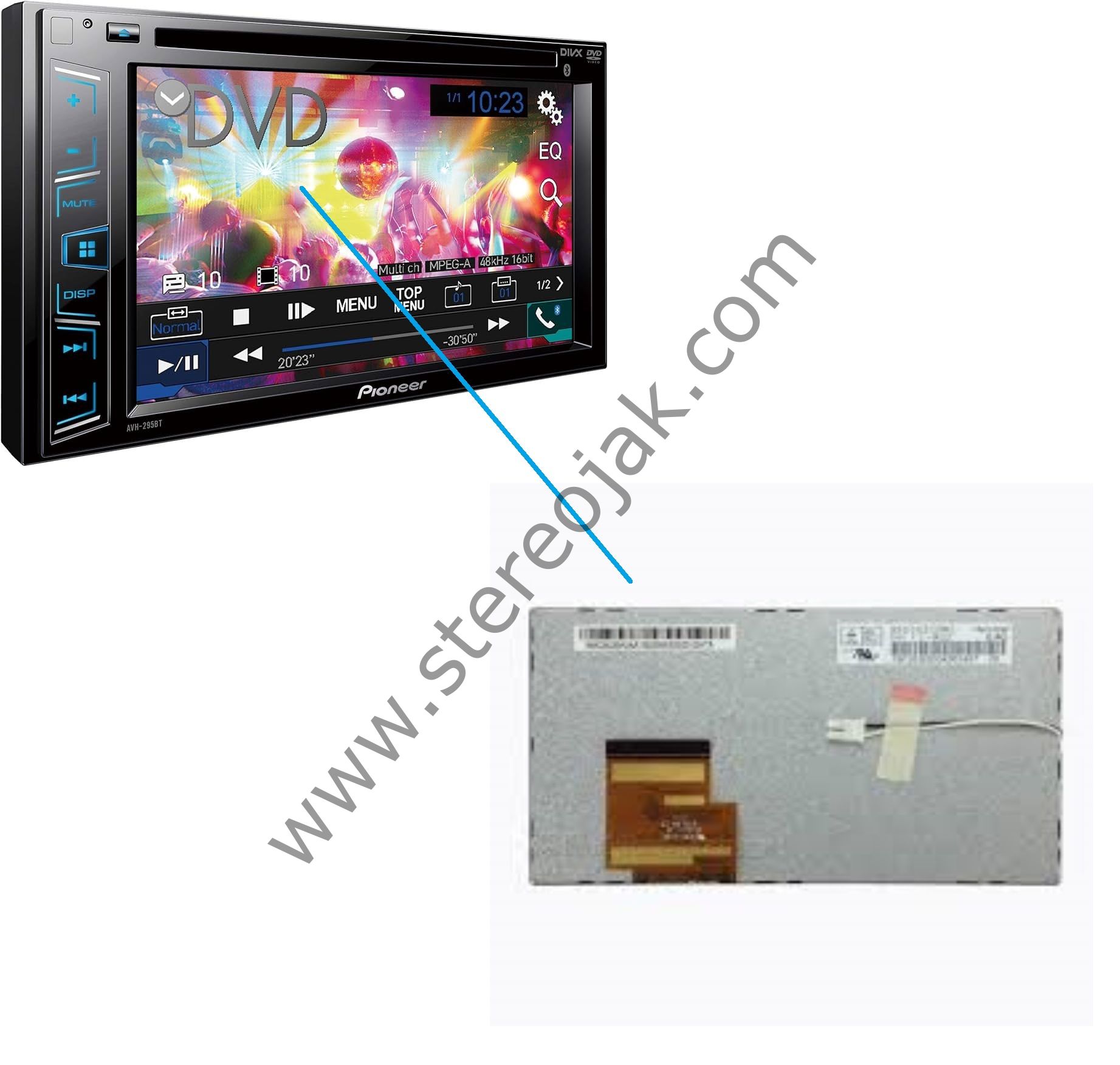 Piooneer AVH-295BT  LCD  Ekran   ( İç arka bölüm lcd ekran )