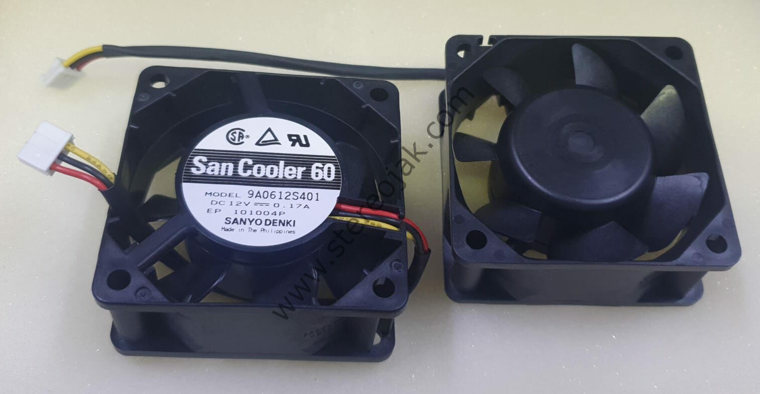 san cooler 60   9A0612S401  DC 12V 0.17AMP   3 KABLO