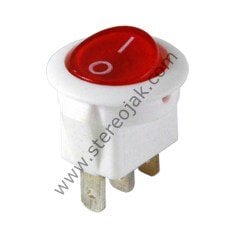 Yuvarlak Beyaz Kırmızı Işıklı 3 Pin Anahtar Kaliteli ON-OFF