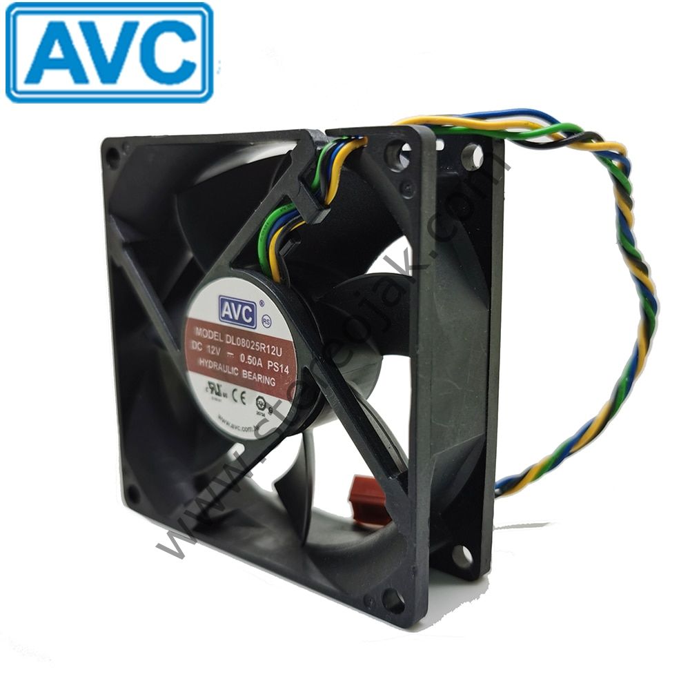 AVC 12VDC 0.50A 4-Wire 4-Pin 80x80x25mm PWM Chassis Cooling Fan DL08025R12U
