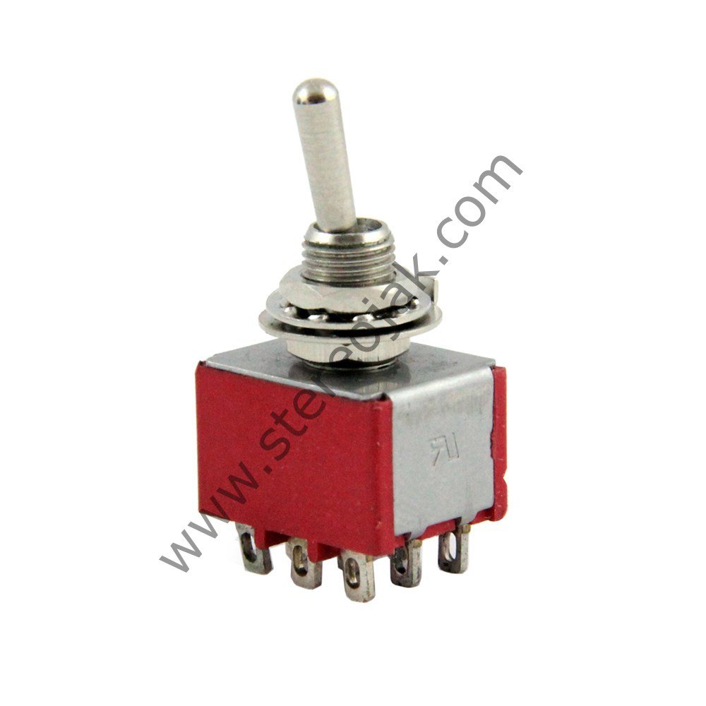 Toggle Switch , 9 Pin , ON-OFF , 6mm , Lehim Ayak , Kaliteli