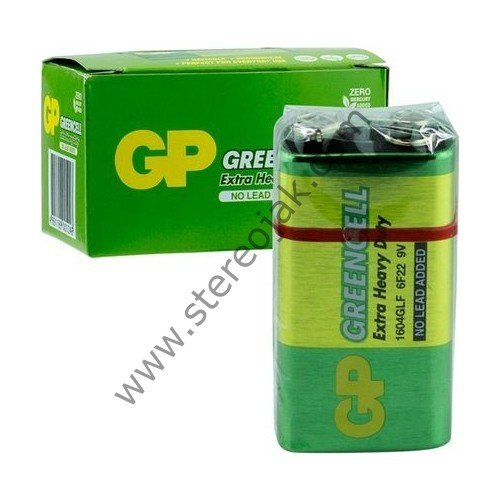 9V GP GREENCELL - Extra Heavy Duty - 1604GLF 6F22(10'lu Paket)