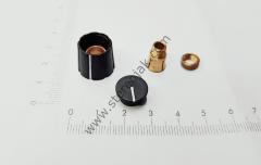 Tepeden Sıkmalı Pot Düğmesi , Taban 16mm , Yükseklik 16mm  , Siyah  ( 6mm Pot Millerine Uygundur )