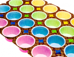 Renkli Kağıt Muffin Cupcake Mini Kek Kalıbı Tepsisi 24 Hazneli 125 Adet