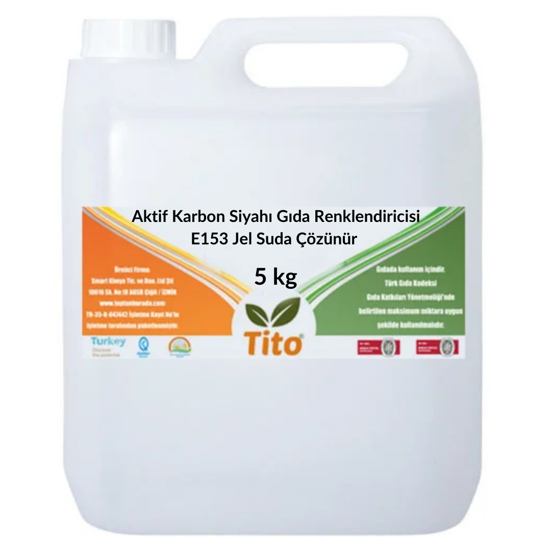 Bitkisel Karbon (Aktif Karbon) Siyahı Gıda Renklendiricisi E153 Jel Suda Çözünür 5 kg
