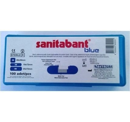 Sanitabant Mavi Metalli Yara Bandı 100 Adet