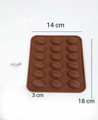 Kahve Çekirdeği Silikon Kalıp Çikolata Muffin Sabun Kokulu Taş Mum Epoksi Kalıbı 18 Delikli