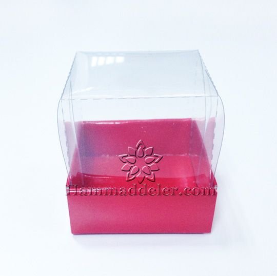 Kırmızı Asetat Kutu 5.5x5.5x2 cm 10 Adet