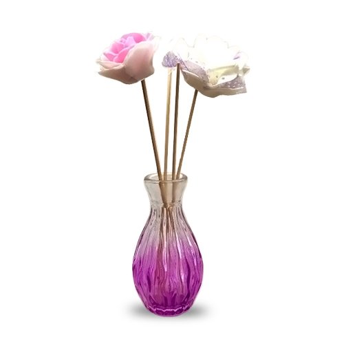 Mor Çiçekli Ve Çubuklu Oda Parfümü Şişesi 100 ml