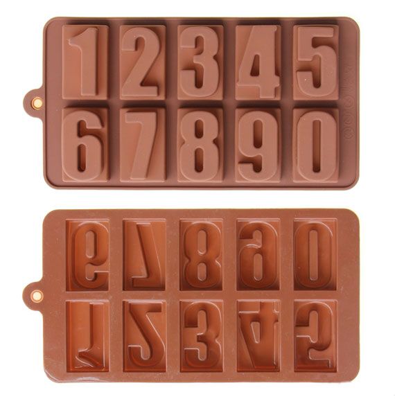 Silicone Large Numbers Mold - 10 Pieces