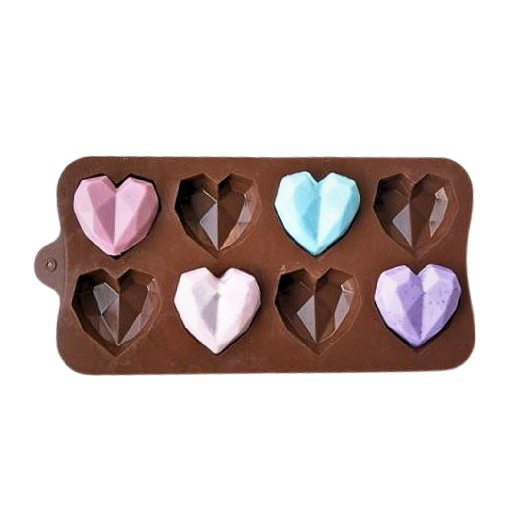 Kristal Elmas Kalp Silikon Kalıp Çikolata Muffin Sabun Kokulu Taş Mum Epoksi Kalıbı 8 Delikli