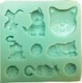Kedi Silikon Kalıp Çikolata Sabun Kokulu Taş Mum Epoksi Kalıbı 9 Delikli